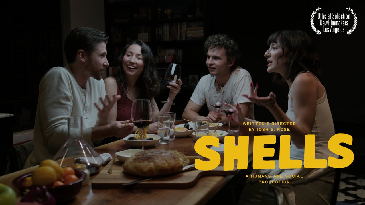 A close portrait of a woman in the short film Shells